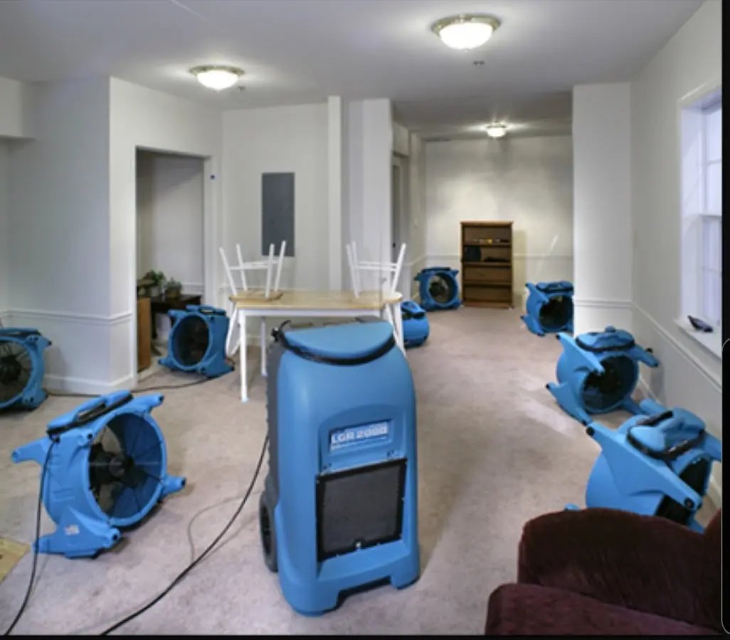 Air movers and dehumidifier setup for Water Extraction & Removal in North Riverside